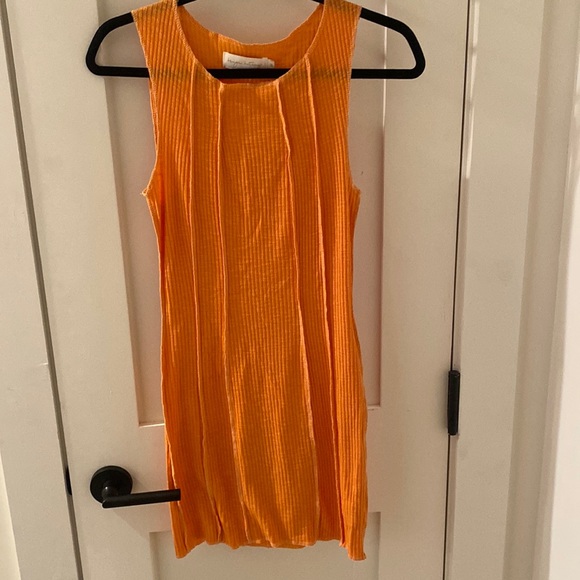 Beige Botany Orange Stitch Dress - Picture 1 of 3